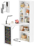 Small Folding Desk with Outlets, Fold-Out Murphy Desk Craft Table