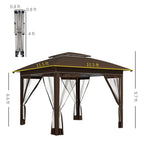 BAYUELSWU Pop Up Canopy Tent 12 x12 Ft Outdoor Pop up Canopy with Curtains and Shelter for Patio, Party & Backyard (Brown)