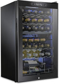 12 Bottle Compressor Wine Cooler Refrigerator w/ Lock | Large Freestanding Wine Cellar | 41F-64F Digital Temperature Control Wine Fridge for Red, White, Champagne or Sparkling Wine - Black