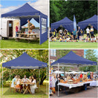 SANOPY 10' x 20' Pop up Canopy Party Tent with 6 Removable Sidewalls, Wave Eave Outdoor Waterproof Patio Gazebo Tent with Carry Bag, Backyards Camping Picnics, Black