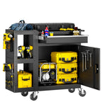 Gewna 5 Drawers Rolling Garage Tool Chest with Locking System,Metal  Storage Cart  with Side Cabinet,Protective Liner & Tool Rack for Garage Workshop