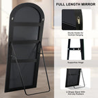 Arched Full Length Wood Floor Mirror, Full Body Standing and Wall Mounted Mirror for Bedroom, Living Room and Home Decor