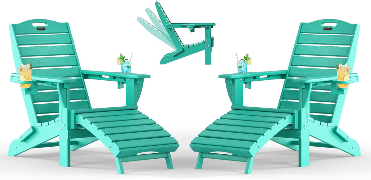 Adjustable Adirondack Chair, Outdoor Fire Pit Chair, Navy Blue