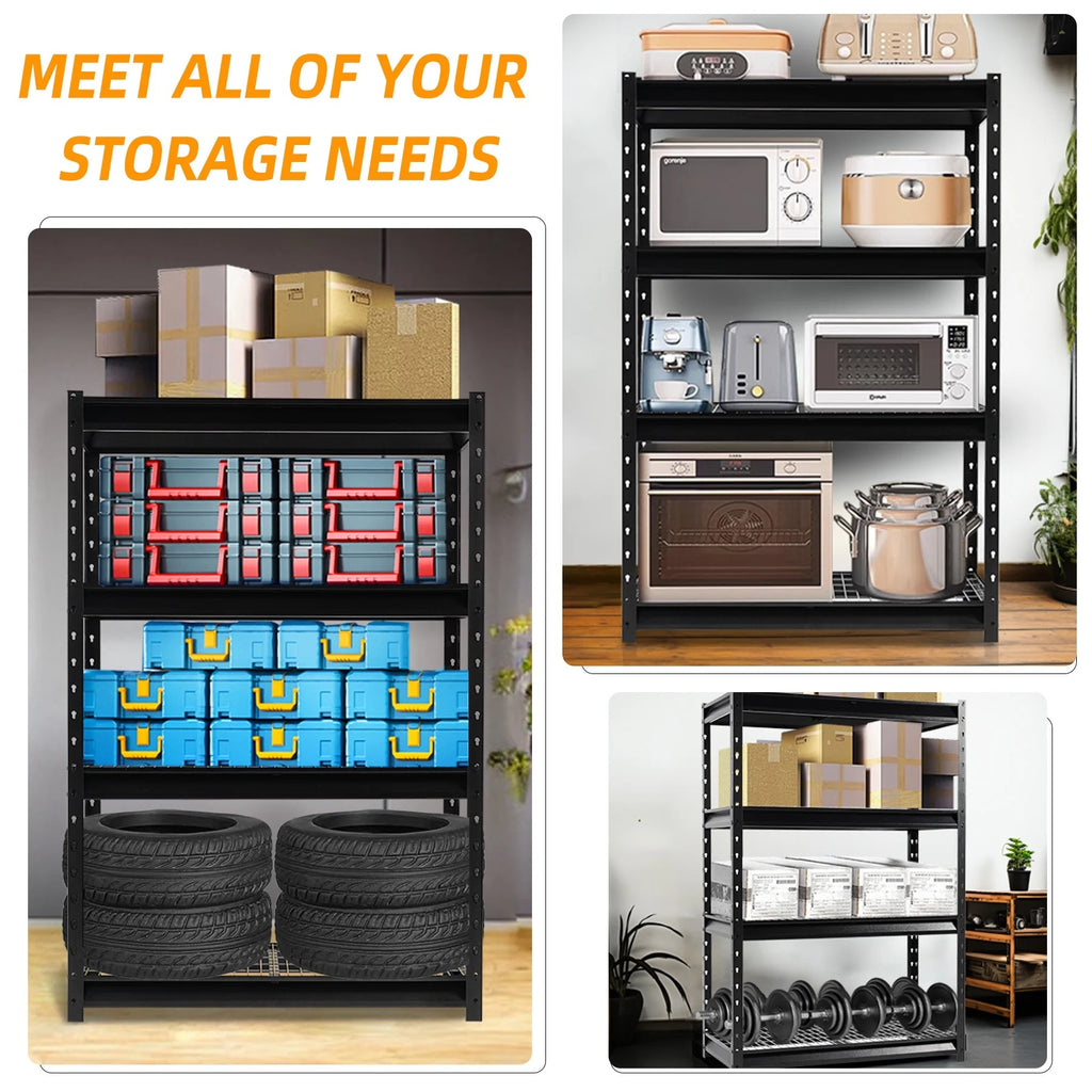 Shuntong The Atlas 12000LBS Garage Storage Shelves, 48"W Heavy Duty Metal Industrial Shelves, 4 Tier Adjustable Storage Rack for Warehouse Shop Basement,48"W x 24"D x 72"H, Black