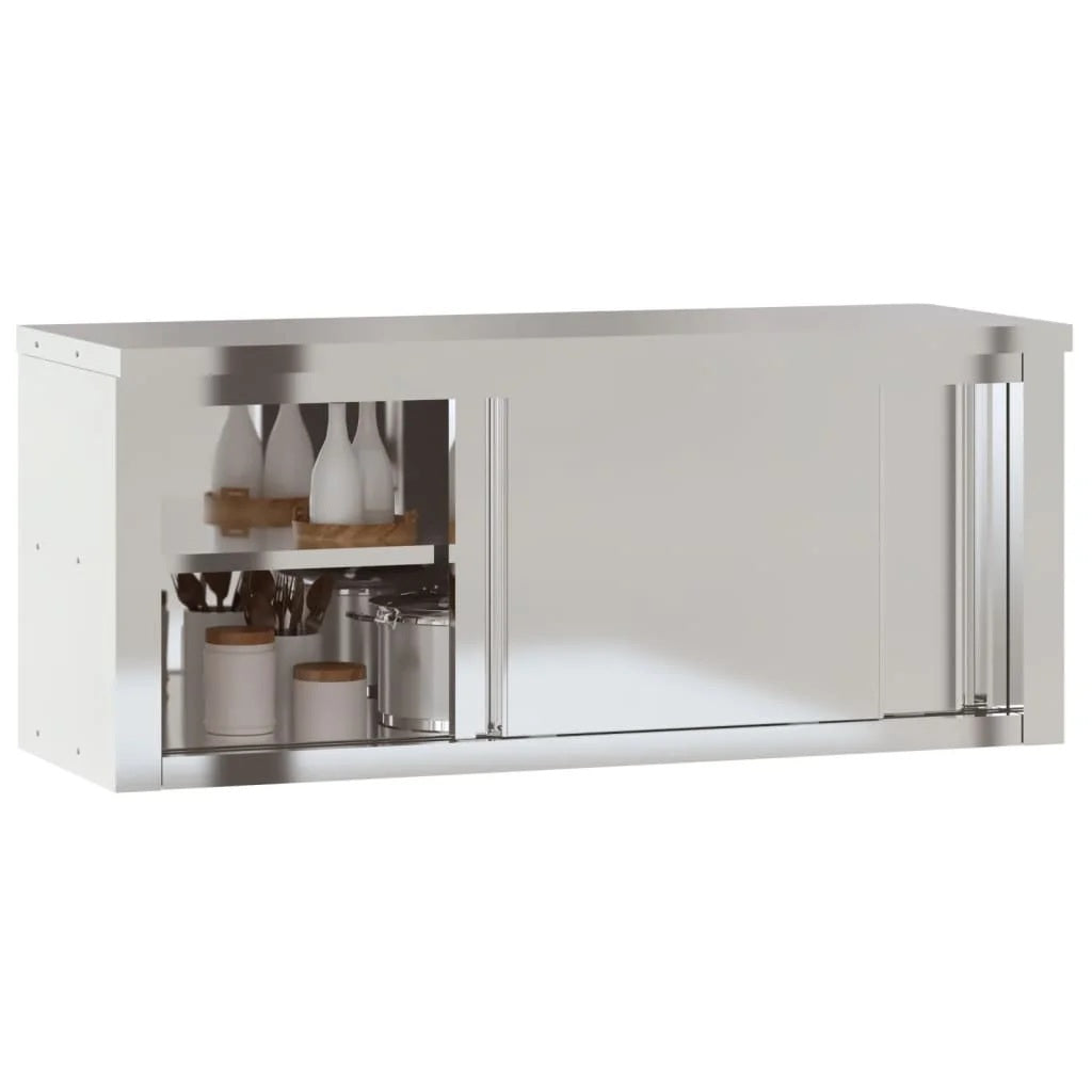 vidaXL Kitchen Wall Cabinet with Shelf Storage Restaurant Stainless Steel