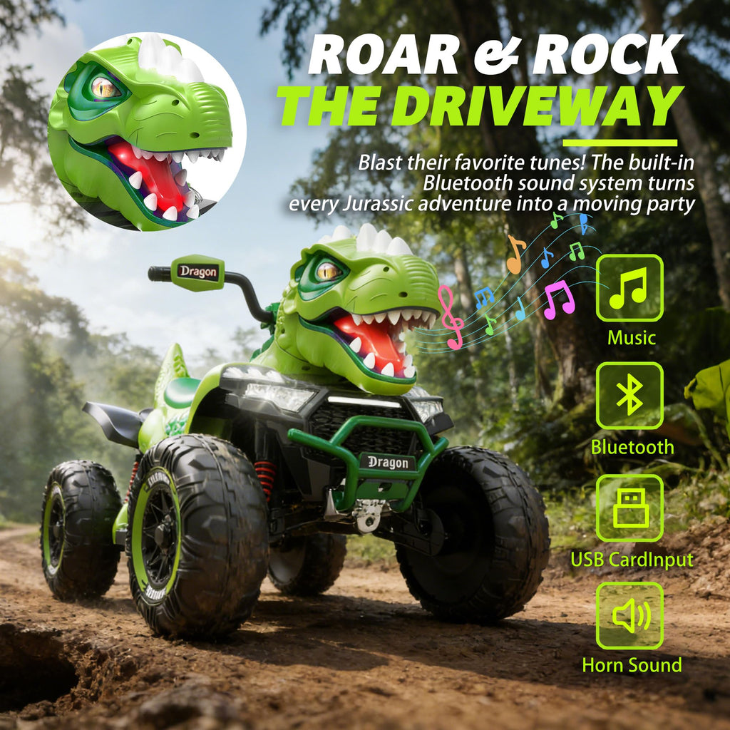 24V 2 Seater Kids ATV, Dinosaur Toys w/Parents Control, XL 4 Wheeler