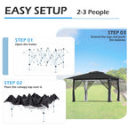 AVAWING 12x12 ft Outdoor Pop-up Canopy Party Tent Easy Setup Patio Wedding Tent, Khaki