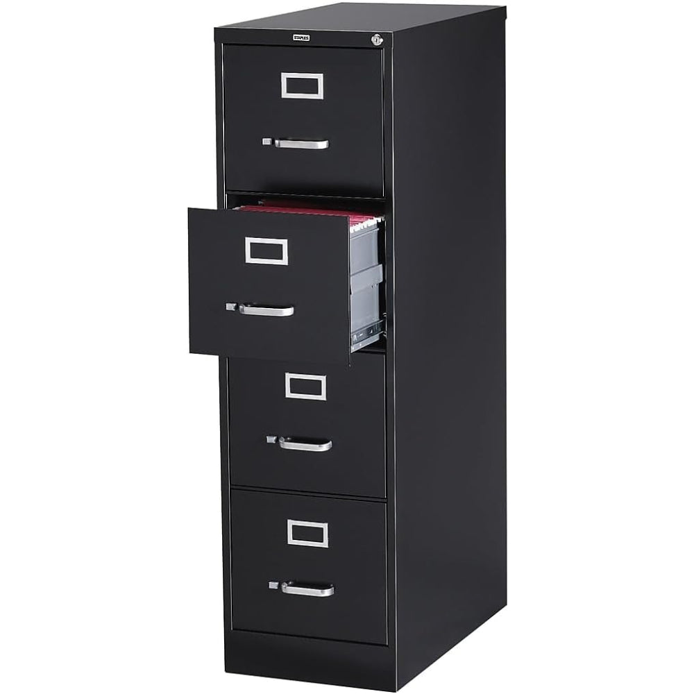 4-Drawer Lockable File Cabinet, Black