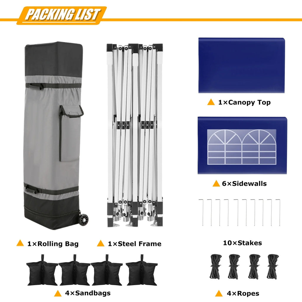 HOTEEL Canopy 10'x20' Pop Up Canopy Tent Heavy Duty Waterproof Adjustable Commercial Instant Canopy Outdoor Party Canopy Parties,Wedding,Outside Patio,Event,Backyard,White