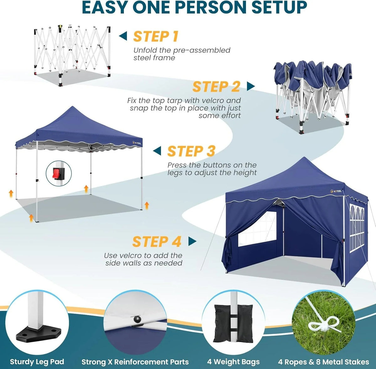 SANOPY 10' x 20' Pop up Canopy Party Tent with 6 Removable Sidewalls, Wave Eave Outdoor Waterproof Patio Gazebo Tent with Carry Bag, Backyards Camping Picnics, Black