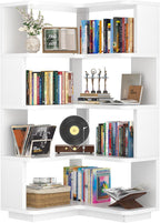 Corner Book Shelf, 6-Shelf L Shaped Corner Bookshelf with Baffle