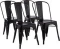 Metal Dining Chairs, Easy to Assemble, Indoor/Outdoor, Stackable, Matte Black, 4-Pack