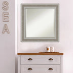 Beveled Bathroom Wall Mirror, Silver Frame Decorative Vanity Mirror for Bathroom, Bedroom and Entryway