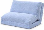 Folding Mattress Sofa Bean Bag Bed, Foam Filling Folding Mattress Sofa, Includes Removable and Machine Washable Cover, Soft Premium Faux Fur, Medium, Blue