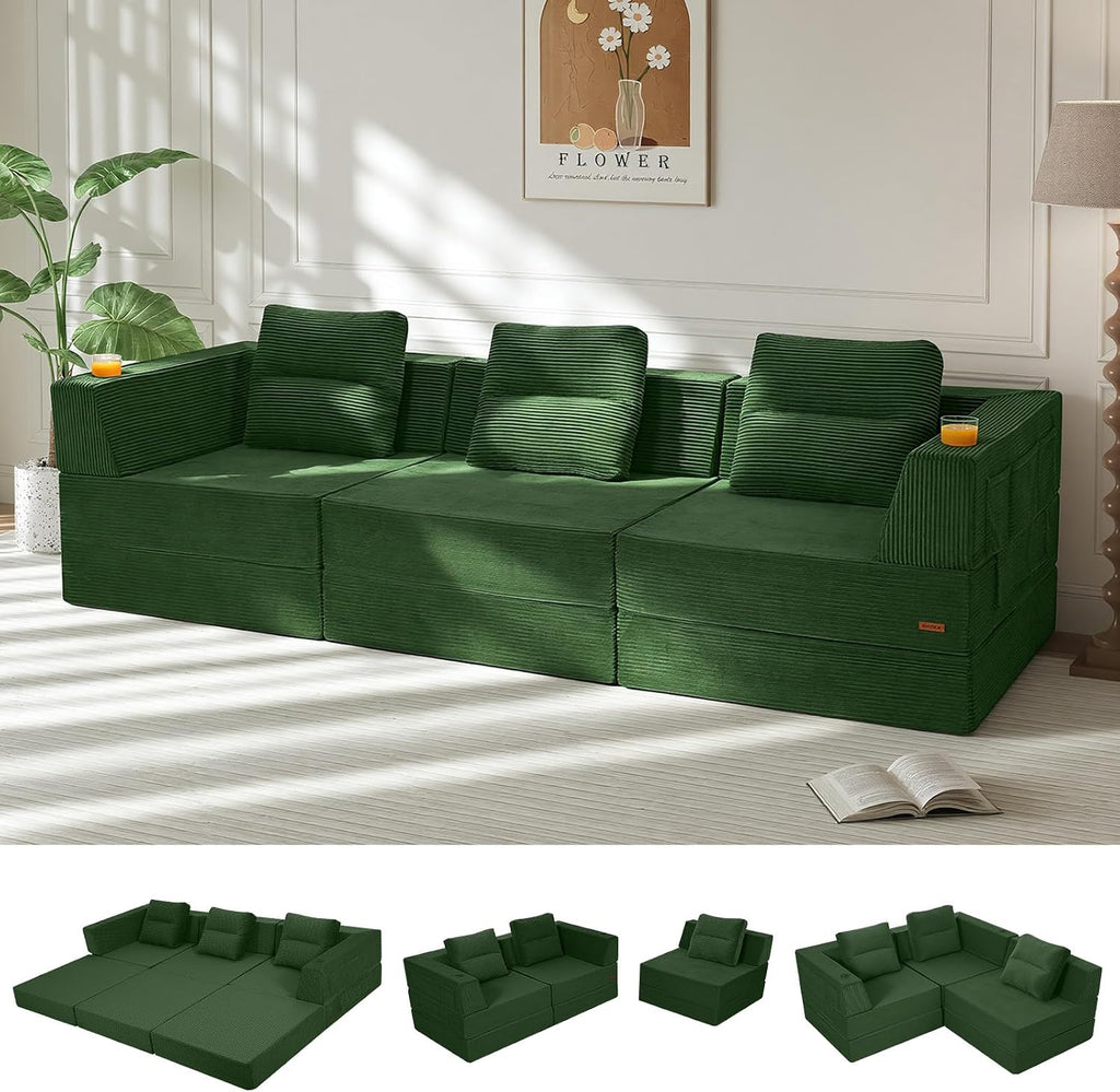 Convertible Futon Sofa Bed, 59" Folding Boneless Loveseat Small Couch