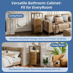 Bathroom Cabinet, Bamboo Floor Cabinet Free Standing, 4 Tier Sofa Side Storage Cupboard for Living Room Kitchen Bedroom
