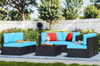 5-Piece All-Weather Patio Furniture Set with Ottoman, Outdoor Wicker Conversation Sofa Set with Cushions for Garden, Deck & Backyard
