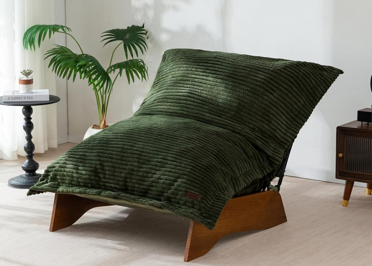 Adjustable Living Room Chair, 3-Position Bean Bag Chair with Frame