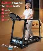 Treadmill for Seniors with Long Handrails-0–2% Incline