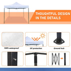 CL.HPAHKL 10' x 10'  Outdoor Pop Up Canopy Tent with Wheeled Bag, Outdoor Shade Tent for Party One Push Patio Tent Canopy Instant Slant Leg Conopy for Backyard Outdoor Patio and Lawn