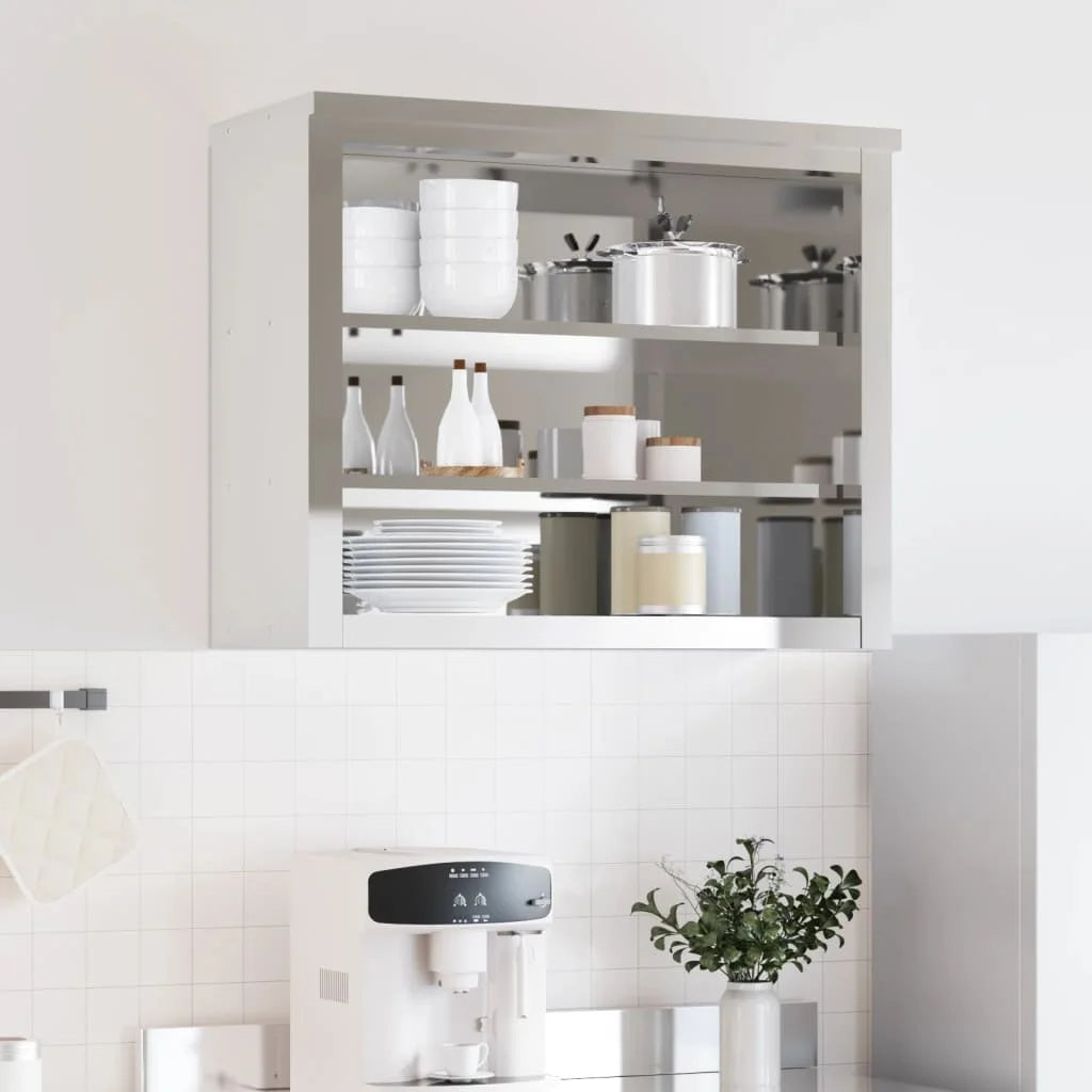 vidaXL Kitchen Wall Cabinet with Shelf Storage Restaurant Stainless Steel
