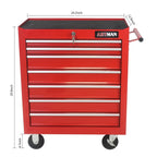 7-Drawer Metal Rolling Tool Chest with Wheels, Tool Storage Cabinet with Locking System, Toolbox with Wheels for Garage, Warehouse, Workshop, Repair Shop, Red