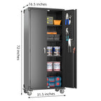 GangMei 71 Inches Tall Metal Garage Storage Cabinets with 5 Adjustable Shelves & Pegboards, Lockable Steel Black Storage Cabinet with Doors for Office, Home, School, Shops, Garage, Assembly required
