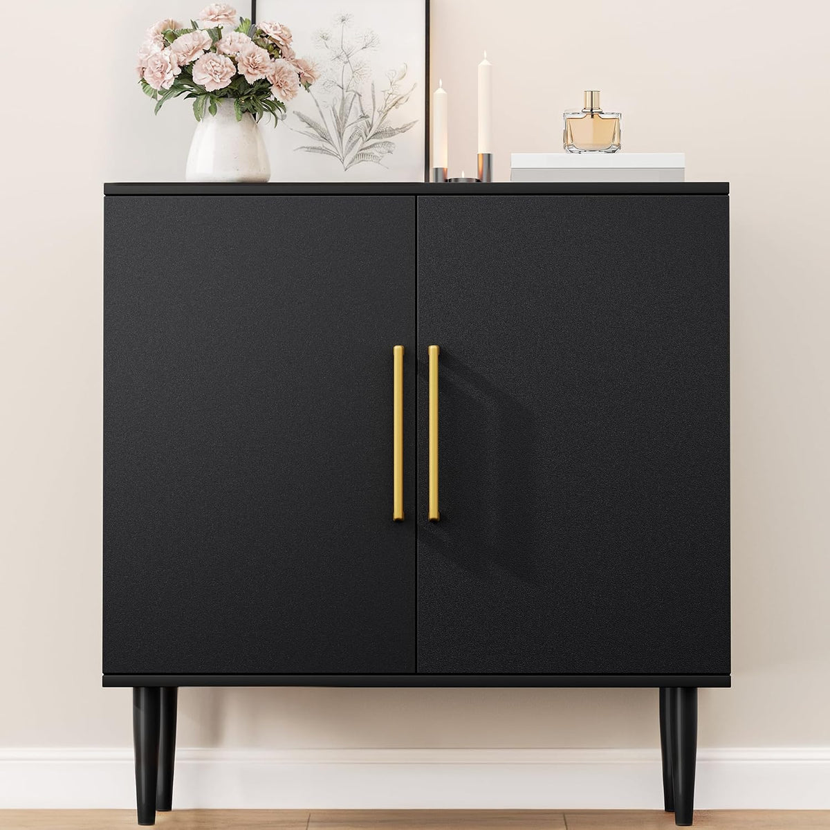 Fluted Storage Cabinet, Free Standing Buffet, Wood Sideboard, Multifunctional Accent Storage for Living Room, Hallway, Entryway, Dining Room (1, Oak)