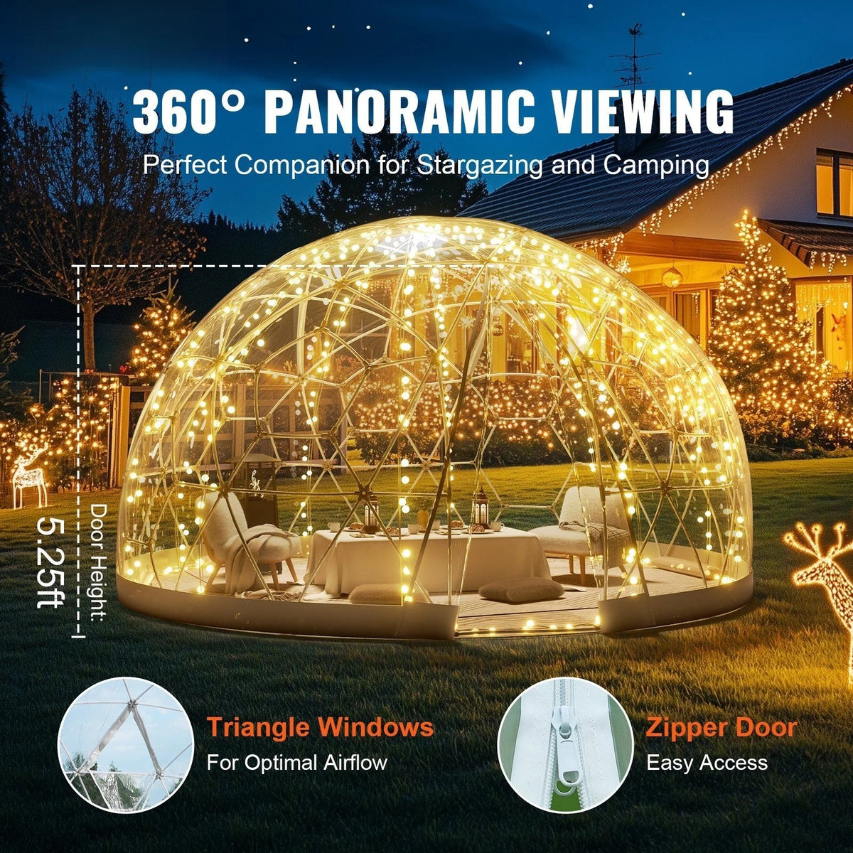 9.5FT Outdoor Bubble Tent -C Transparent Dome Camping Shelter with Zip Door & Windows -C Waterproof Pop-Up Tent for Stargazing, Backyard, Patio & Glamping -C Portable Instant Setup