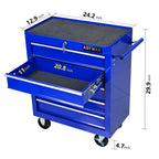 5-Drawer Rolling Tool Chest on Wheels, 24-inch Tool Storage Cabinet with Locking System for Garage Workshop Warehouse Repair Shop, Red