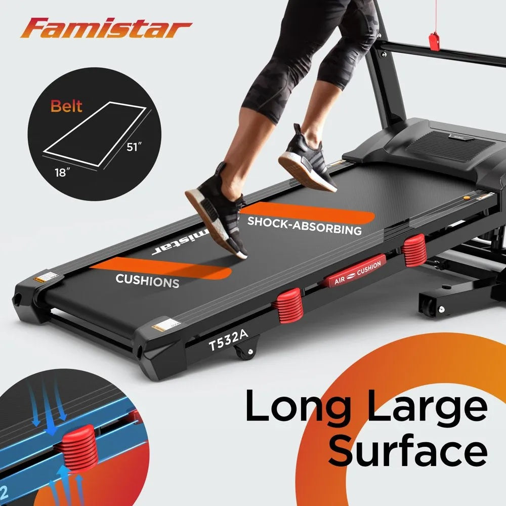 Folding Treadmill for Home with 15 Levels Auto Incline, 300LB Capcity, 10MPH Fast Speed Controls