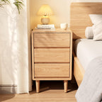 Walnut Solid Wood Nightstand with Drawers, Mid Century Modern Nightstand with Storage, Small Bedside Table for Bedroom, Living Room & Office