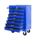 FARONZE Rolling Metal Tool Chest with 7 Drawers, 20" Steel Storage Cabinet with Ball Bearing Slides, Black and Blue Finish
