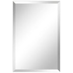 Frameless Beveled Prism Wall Mirror, Clear Square or Rectangular Decorative Mirror for Bathroom, Bedroom and Home Decor