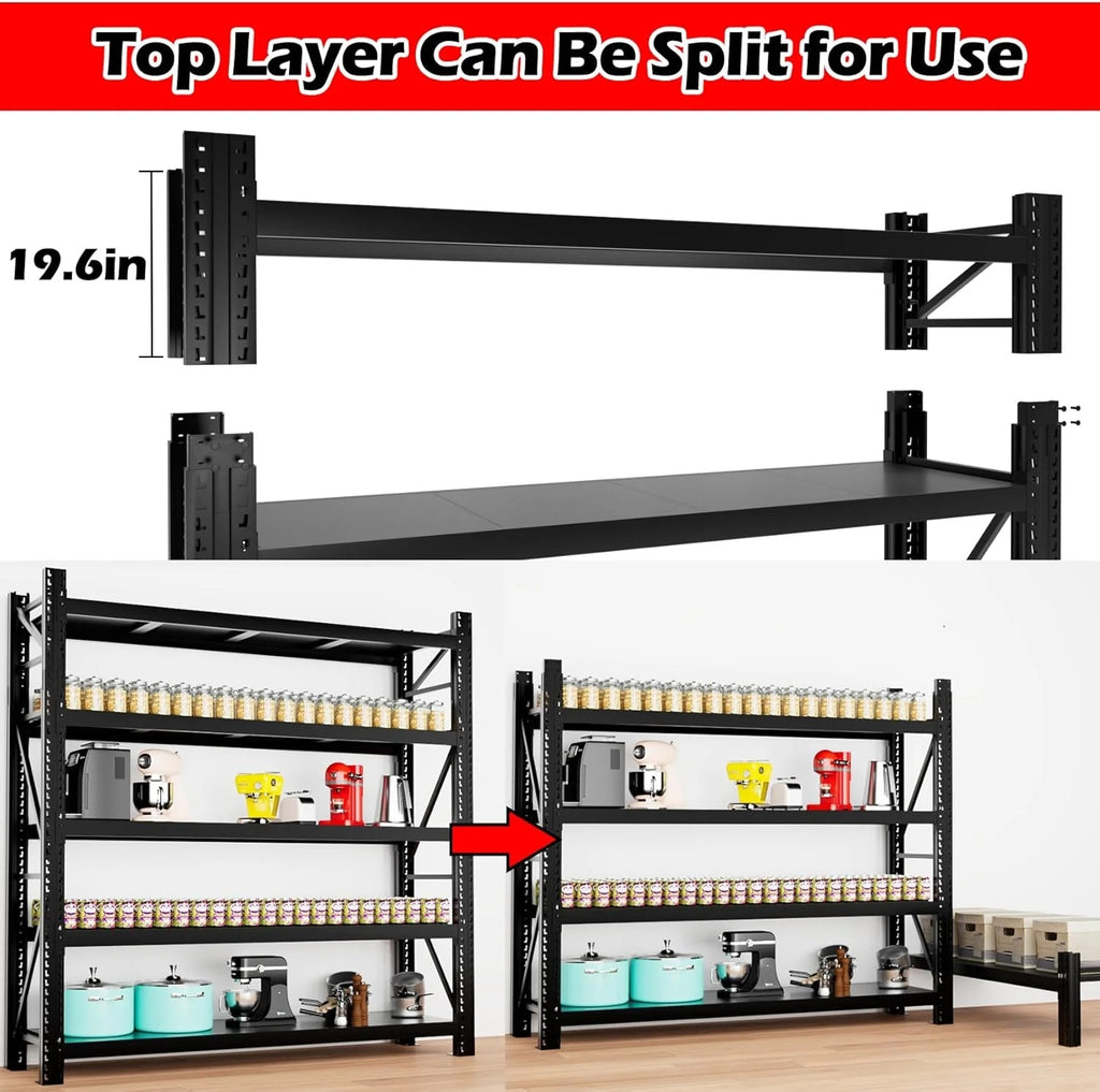Ztysn Heavy Duty 5 tier Garage Metal Shelving Units Storage for 8000lbs,Adjustable Basement Industrial Shelves Pallet Racking Tool Organize,Black