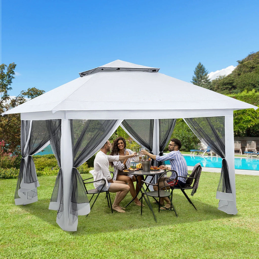 AVAWING 12x12 ft Outdoor Pop-up Canopy Party Tent Easy Setup Patio Wedding Tent, Khaki