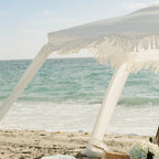 AMMSUN 6'-6' Boho Beach Cabana Tent Canopy with Tassels Fringe UPF50+ Outdoor for Beach Patio,White