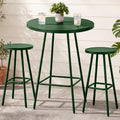 3-Piece Patio Dining Set, Bar Height, Outdoor Bistro Set, Outdoor Round Bar Table w/ 2 Bar Stools, Steel - White