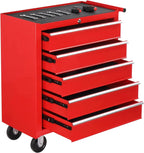 TUFFIOM 5-Drawer Rolling Tool Chest with Lock & Key, Tool Storage Organizer Box Cabinet with Wheels