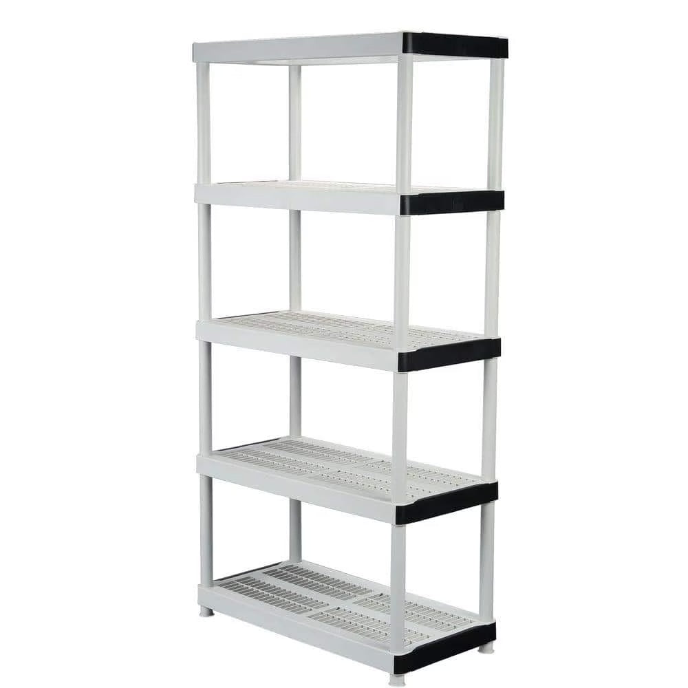 5-Tier Easy Assembly Multi-purpose Plastic Garage Storage Shelving Unit in Gray (36 in. W x 72 in. H x 18 in. D)