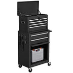 Costway 2 in 1 Rolling Cabinet Storage Chest Box Organizer w/ 6 Drawers Black
