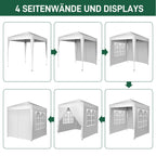 6.5x6.5ft Pop Up Canopy Tent - Instant White Gazebo w/ 4 Sidewalls, UPF 50+ & Carry Bag, 42 sq ft Shade for Camping/Patio (200x200cm)