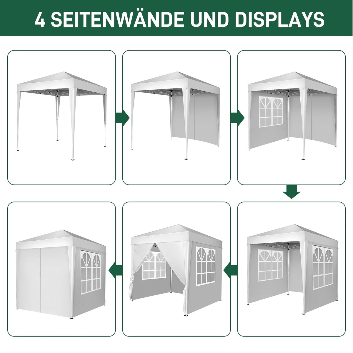 6.5x6.5ft Pop Up Canopy Tent - Instant White Gazebo w/ 4 Sidewalls, UPF 50+ & Carry Bag, 42 sq ft Shade for Camping/Patio (200x200cm)