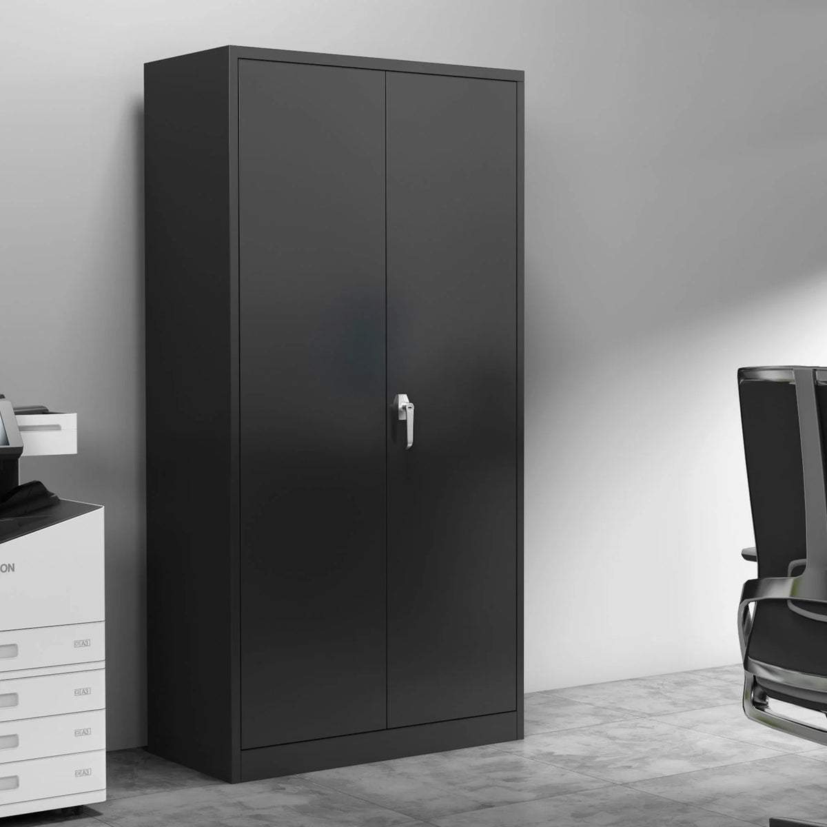 Aobabo 72 Inch Locking Storage Cabinet w/ Adjustable Shelves, Gray