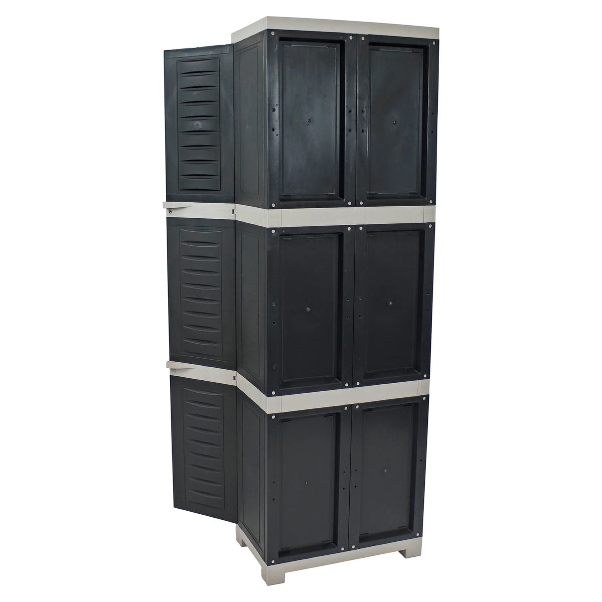 Sunnydaze Lockable Adjustable 72" Plastic 4-Shelf Freestanding Garage Storage Cabinet, Charcoal with Gray Trim