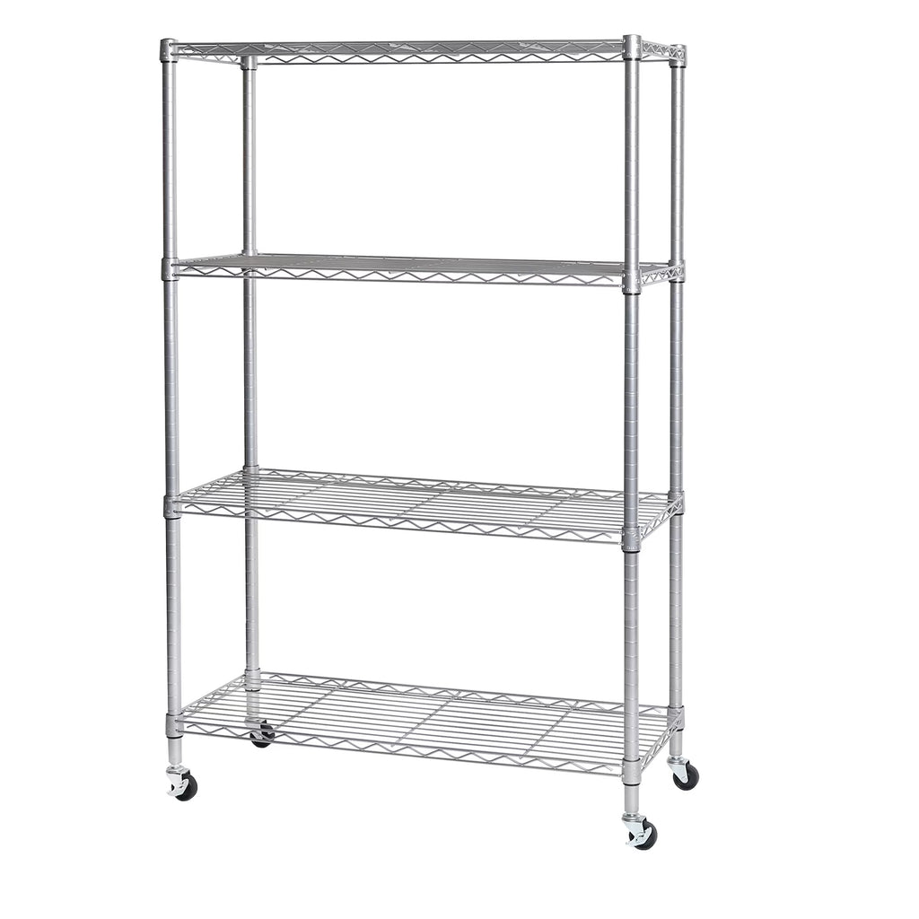 Seville Classics Solid Steel Wire Shelving Storage Unit Adjustable Shelves Organizer Rack, for Home, Kitchen, Office, Garage, Bedroom, Closet, Silver, 4-Tier, 36" W x 14" D