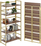 Vintage Multifunctional Folding Bookshelf, No-Assembly Plant Stand Storage Rack Shelves for Home Office (White, 5-Tier)