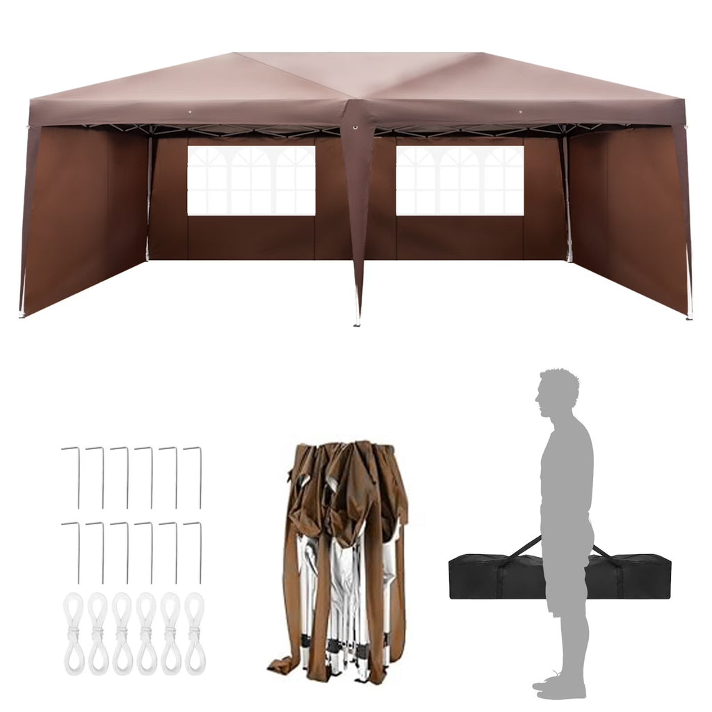 UBesGoo Ez Pop Up Patio Canopy Tent Gazebo Outdoor Party with 6 Sidewalls 10 x 20 ft Blue