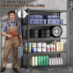 NAIZEA 2 Pack 72"H x 36"W x 18"D Garage Shelving, Heavy Duty Steel Shelving Storage Rack Shelves, 5 Tier Steel Shelf Rack Shelf Unit, 2000LB Capacity
