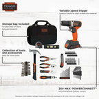 BLACK+DECKER 20V Drill/Driver, 1.5Ah, 83 Piece Set, Battery and Charger Included
